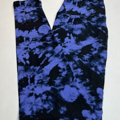 NEW LuLaRoe OS Leggings BLACK INDIGO BLUE   Halloween Storm TIE DYE Cloud Mystic